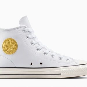 Converse White High-Top Sneakers with Gold Accent